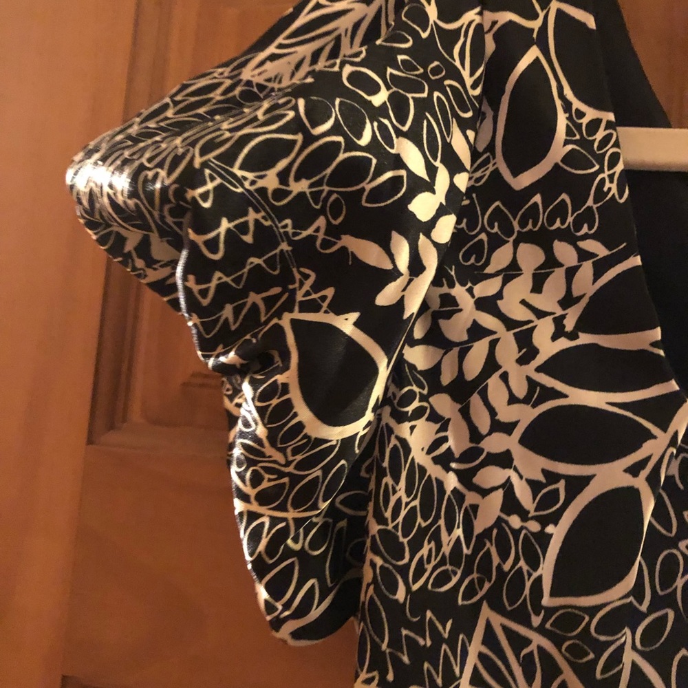 Forever 21 (vintage) Black & cream /ivory silk dress, puffed sleeve. Worn once - Picture 3 of 8